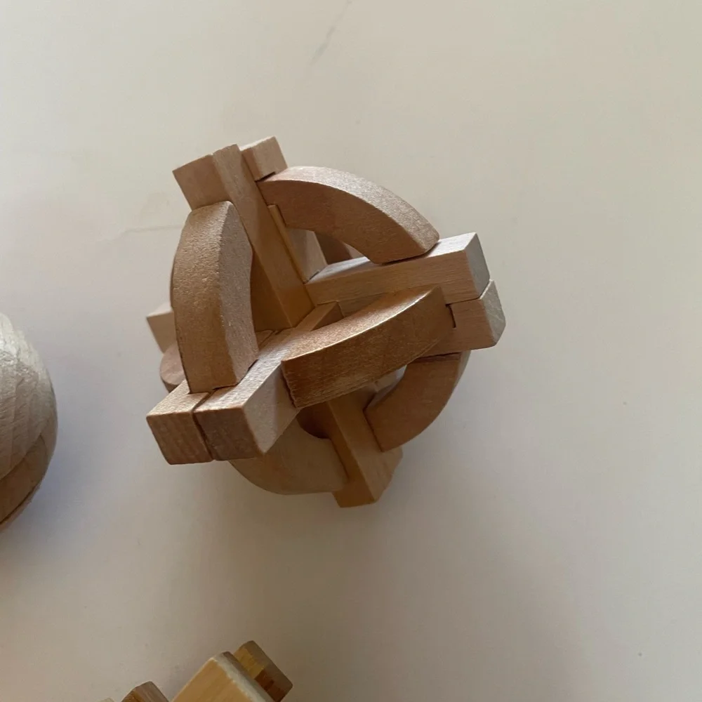 Bundle of 3 Wooden Puzzles Brain Teasers